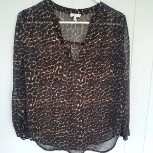 Joie Animal Print Long Sleeve Blouse